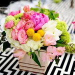 The bright color and graphic linen captured the feeling at this joyful wedding
