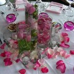 floating flowers create a soft look, surrounded by colorful petals